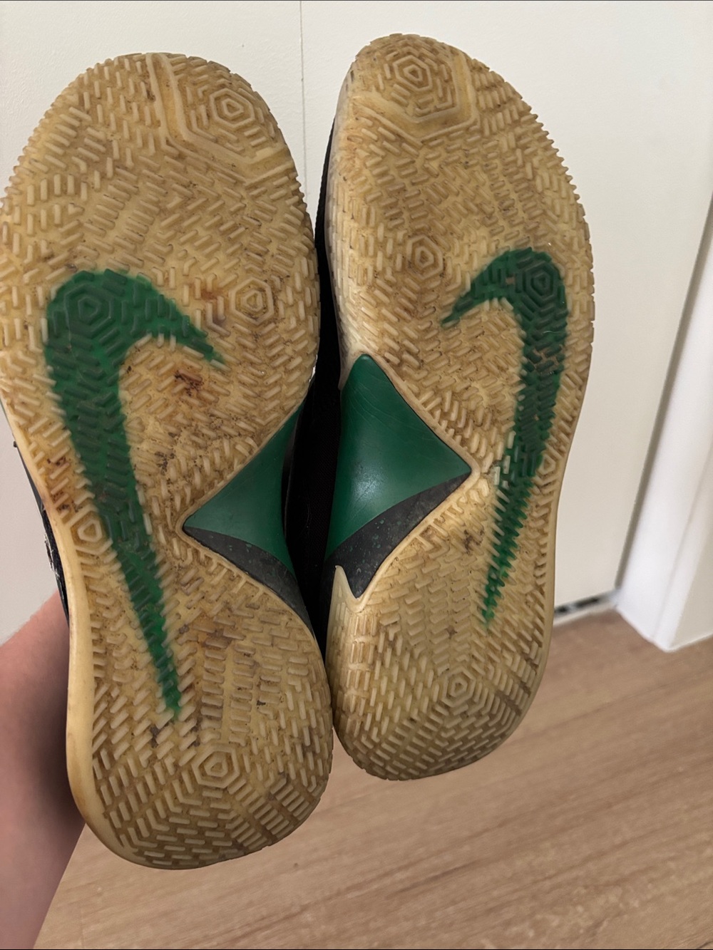 Nike Black Athletic Shoes with Green Interior - Picture 3 of 5